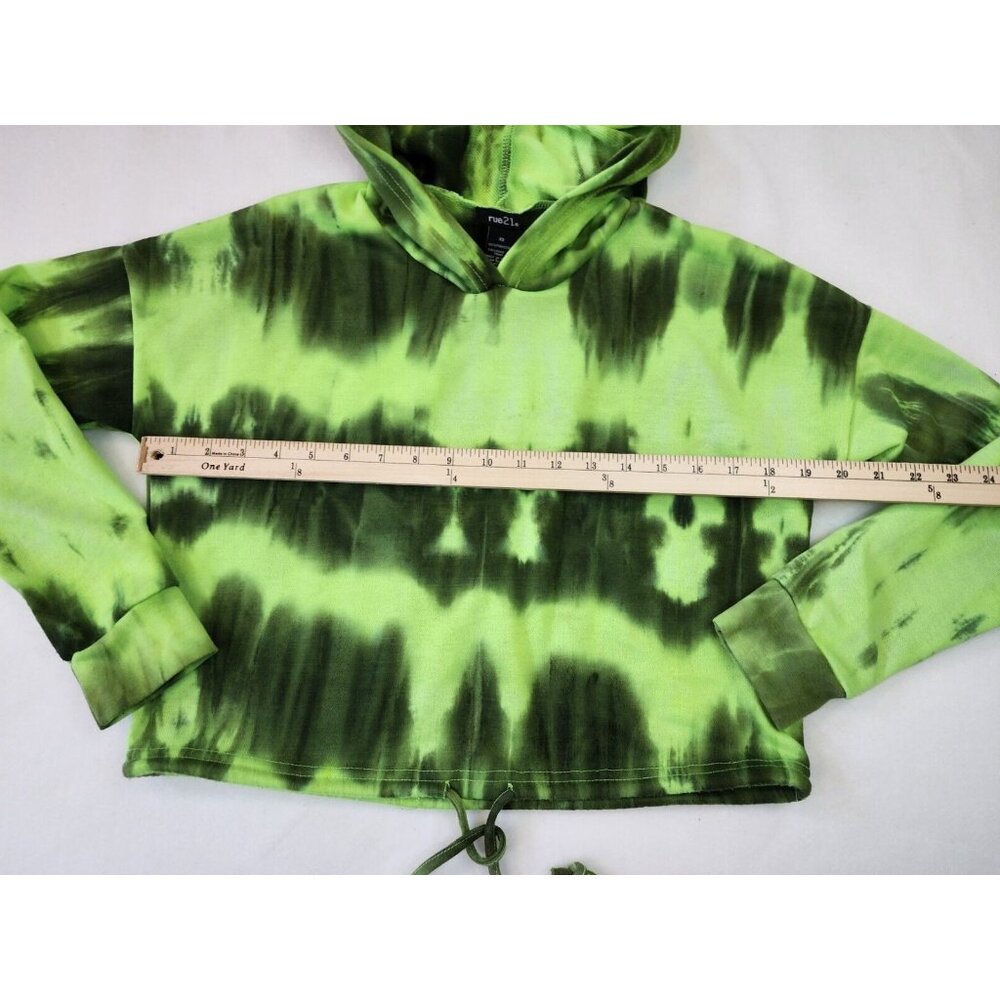 RUE 21 FAVORITE TIE DYE CROPPED SWEATSHIRT HOODIE JUNIORS XS Green Active Wear - Picture 4 of 9